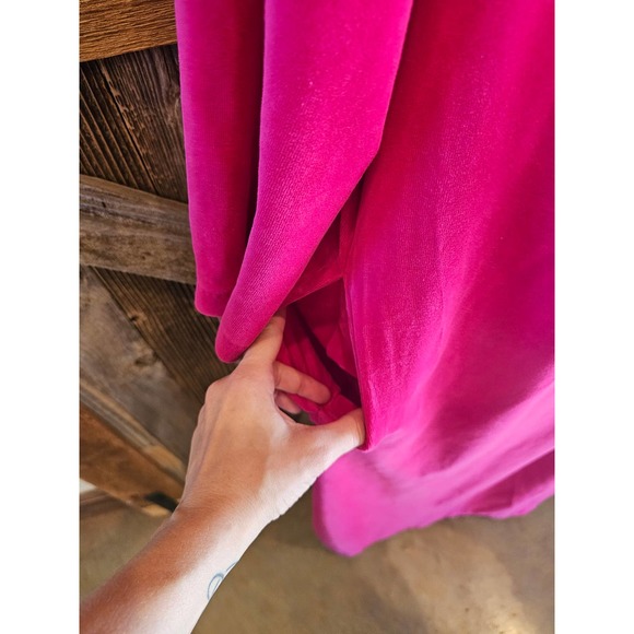 Women's size medium hot pink velour moo moo robe lounge pockets EUC ^ - Picture 4 of 8